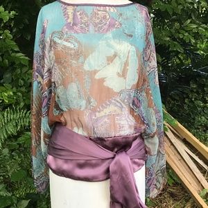 A.B.S BY Allen Schwartz  silk and satin Boho top